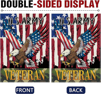 Dyrenson 4th of July Patriotic Bald Eagle Decorative Garden Flag, America USA Army Veteran Yard Outside Home Decoration, American Burlap Outdoor Small Decor Double Sided 12 x 18