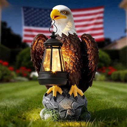 Jesokiibo 250th Anniversary USA Bald Eagle Statue with Solar Light, USA 250th Anniversary Merchandise Garden Decor Sculptures Statues Outdoor, Yard & Lawn Figurine,Bald Eagle Gift for Men