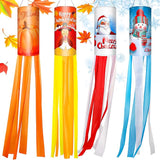 4 Pcs Thanksgiving Fall Windsocks Turkey Pumpkin Maple Leaf Autumn Christmas Santa Snowman Windsocks Flag Outdoor Hanging Windsocks for Wall Tree Front Patio Lawn Home Garden Yard