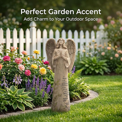DUSVALLY Angel Garden Statues Outdoor Resin Statue Decoration, Praying Commemorating Memorial Decor, Healing Angel Gifts, 13 inches
