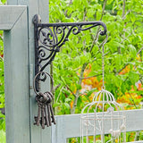 Sungmor Decorative Cast Iron Wall Bracket for Hanging Baskets – 2 Pack Heavy Duty Plant Hanger Hook for Outdoor/Indoor Use – Vintage Black Metal Hanging Bracket for Lanterns, Bird Feeders, Signs