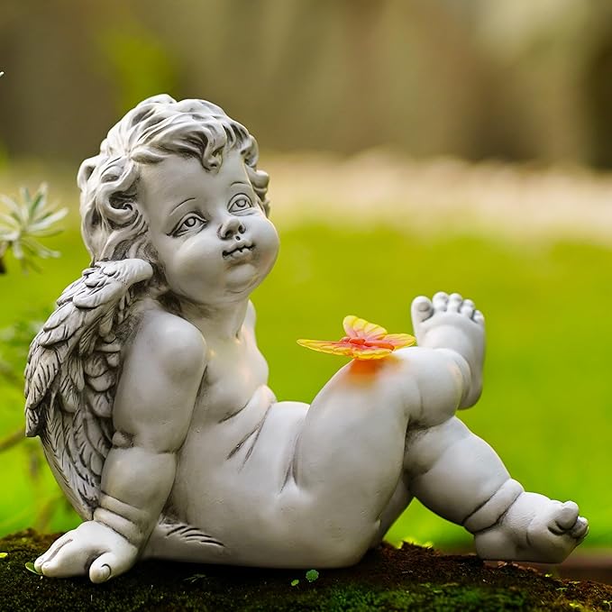 Solar Angel Outdoor Garden Decor Statues Ches Solar Outdoor Sculptures for Outside Yard Art Patio Balcony Front Lawn Ornaments Gifts for Mom Grandma Women
