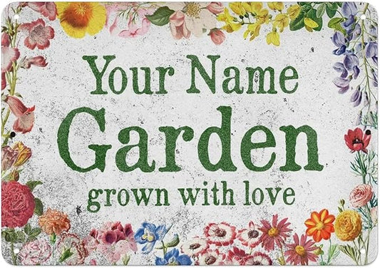 Customize Metal Signs with Name Garden Sign Personalized Waterproof Vintage Decorative Metal Print for Wall Decor Home Garden Ideas Gifts Made in USA