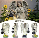 NBQQ Angel Outdoor Garden Decor, 11.8 inches Waterproof Statue with Solar Light for Outside Yard Art, Patio Balcony Front Lawn Ornaments, Warm White Automatic LED, Gifts for Mom Grandma Women