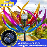 Wind Spinners Outdoor for Yard and Garden - Wind Sculptures & Spinners - 70 Inch Wind Spinner with Solar Powered Multi-Color Glass Ball Light for Yard Garden Backyard Lawn Decorations -Purple and Blue