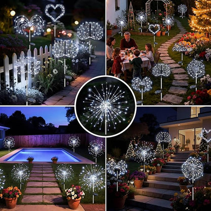 btfarm 1 Pack Solar Garden Lights Outdoor, 8 Modes Firework Lights Solar Powered, Waterproof Twinkle Fairy Light Outside for Yard Patio Pathway Pool Christmas Party Decorative, Cool White