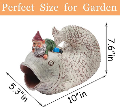 Teaeeno Fish Gutter Downspout Extension Decor,3''x4'' Downspout Extender Diverter Splash Block Sculpture Outdoor Decor,Animal Resin Statue Ornaments,for Garden,Lawn,Yard,Rain Downspout Diverter