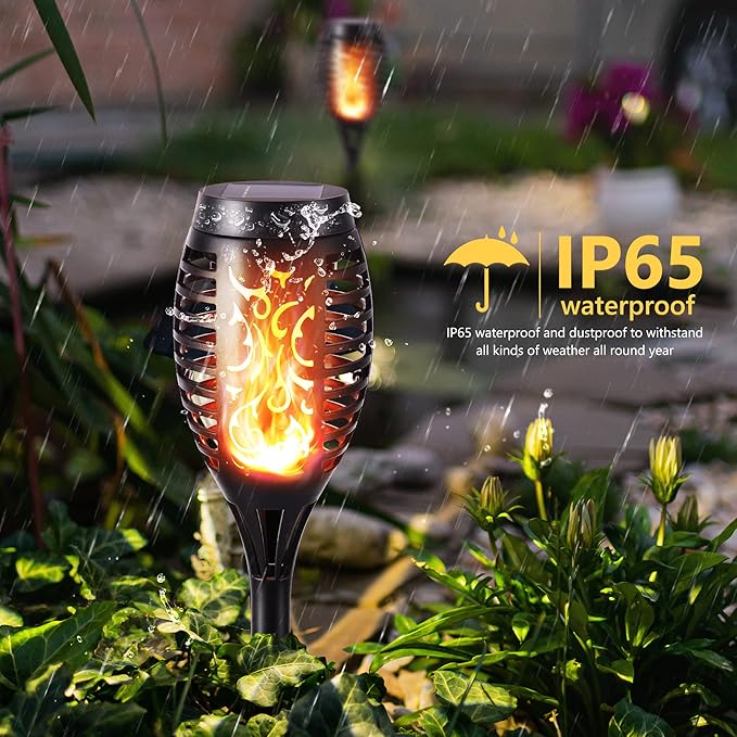 Toodour Solar Torch Lights Outdoor with Flickering Flame, Waterproof Solar Pathway Lights Landscape Lighting for Garden, Yard, Lawn, Patio, Outdoor Decorations, 12 Pack