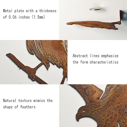 Rusty Birds Decoration (5-Piece Set) – Rusty Birds Fence Decorations Outdoor, Metal Eagle Garden Decor for Patio, Rustic Retro Style, Unique Outdoor Bird Decor,Premium Garden Decor Gifts