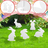 5 Pcs Metal Easter Yard Decorations Outdoor Easter Bunny Yard Signs with Stakes Cute Spring Rabbit Decorative Lawn Signs for Indoor Outdoor Garden Pathway Walkway Spring Holiday Party Decor