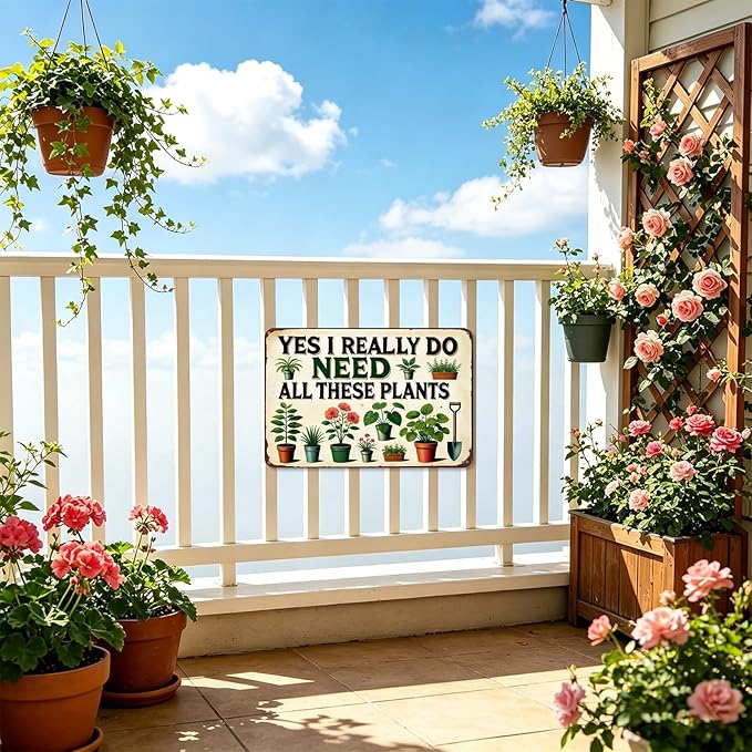Garden Gifts Gardening Sign "I Really Need All These Plants" Outdoor Garden Decor For Home Patio Yard Lawn Room Greenhouse Funny Gardening Accessories Gifts For Plant Lover (8 * 12 Inches)
