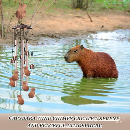 Briwooody Capibara Wind Chimes for Outside Capibara Gifts for Women Mom Metal Wind Chimes Memorial Birthday Decor for Outdoors Patio Garden Porch Home Yard Decoration