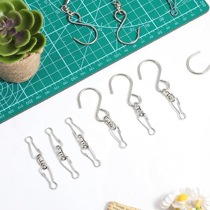 Wind Spinner Swivel Hooks, 20 Pieces Stainless Steel Swivel Hooks for Wind Spinners 360 Degree Rotating Windsock Clips Hanger Swivels Clips for Winds Chimes Bird Feeder Crystal Twisters Party Supply