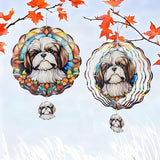 Shih Tzu Wind Spinners Outdoor - 3D Cute Dog for Women Men, Wind Spinner for Yard Patio Ornament Garden Decor, 12 Inch Hanging Kinetic Metal Wind Spinners Sculpture