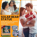 YDKOJGW Solar Garden Outdoor Statues Bear with Heart and Pink Flower and 5 LED Lights-Lawn Decor Bear Statue for Patio, Balcony, Yard Ornament-Unique Housewarming Gifts for Mom, Women
