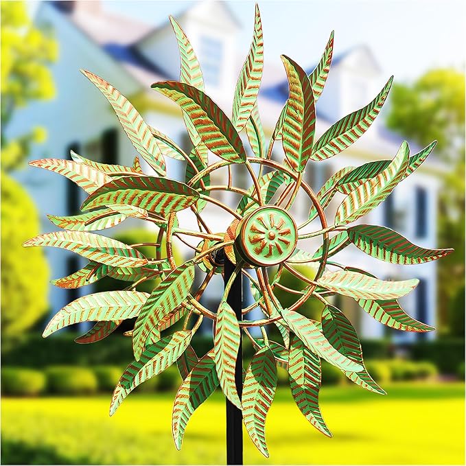 Large Outdoor Metal Wind Spinner,Two-Way Wind Sculptures,360 Degrees Kinetic Wind Spinners Yard Art Decor for Patio, Lawn & Garden 63 * 13.4 Inches