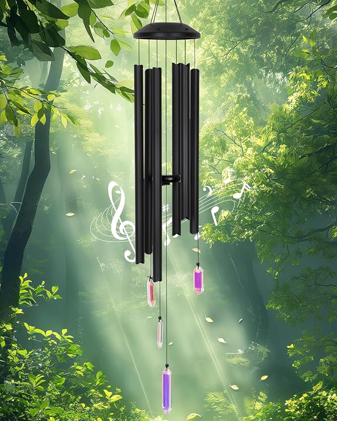 48" Wind Chimes with Large Sun Catcher Prisms Crystal, Deep Bass Tone and Professional Tuned Aluminum Wind Chimes for Patio Garden Memorial, Sympathy Gift for Loss of Loved One, Housewarming Gift