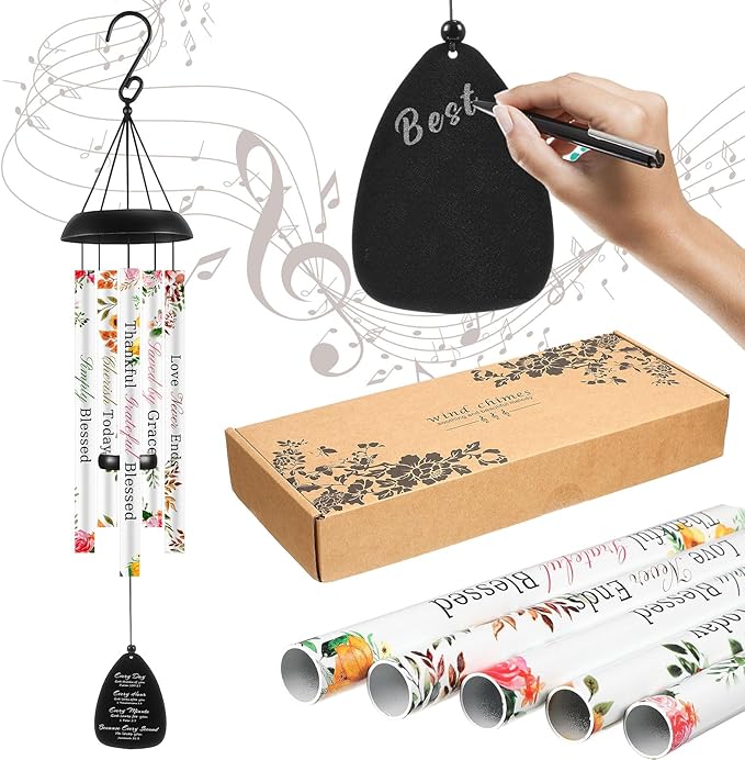 32 in Christian Wind Chimes Easter Gifts for Women Men Large Inspirational Religious Spiritual Wind Chimes with Bible Verse Baptism Easter Birthday Faith Based Gifts for Mom Sister