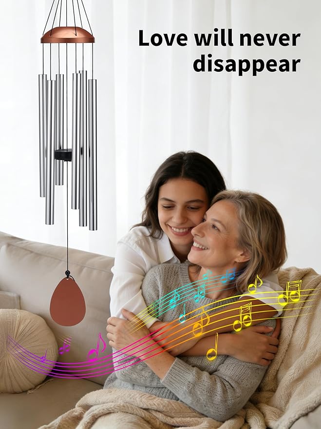 Large Alu Wind Chimes 37 Inch Zen Atmosohere A Gift for Mon Neighbor Suit for Garden Outdor Yoga Patio Decoration Unisex Silver
