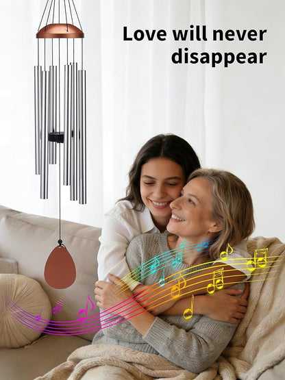Large Alu Wind Chimes 37 Inch Zen Atmosohere A Gift for Mon Neighbor Suit for Garden Outdor Yoga Patio Decoration Unisex Silver