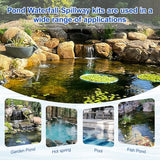 All-in-One Pond Waterfall Spillway Kit – 8” 304 Stainless Steel Waterfall Box with Ultra-Quiet 660GPH Pump, 10FT Tubing, Filter & Accessories for Outdoor Garden, Pool, Backyard Ponds