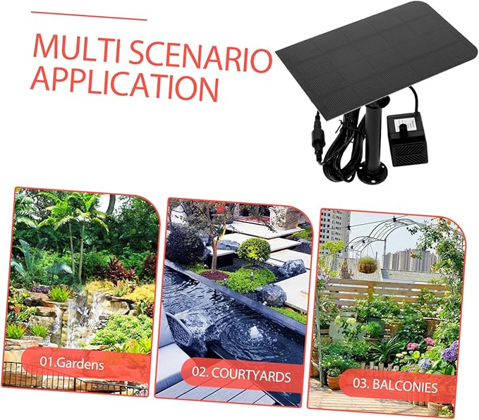 BESPORTBLE Solar Fountain Pump 2.5w for Pond Bird Bath Garden Solar Panel for Outdoor Lights Easy Setup Decorative Water Feature