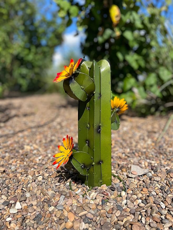 Mini Metal Saguaro - Garden Art (Olive)