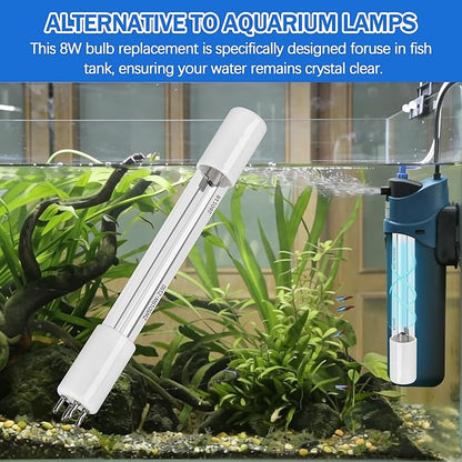 Replacement UV Bulb for Pond Filter, UV Clarifier Light for Green Water (8W 1 Pack)
