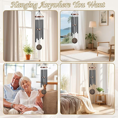 Angel Wind Chimes for Outside, Memorial Sympathy Gifts for Loss of Loved One, Deep Tone Windchime with 3D Embossed Guardian Angel Design for Garden Patio Porch Yard Décor