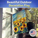 Caroline's Treasures Kansas Sunflowers in Watercolor House Flag Large Porch Sleeve Pole Decorative Outside Yard Banner Artwork Wall Hanging, Polyester, House Size, Multicolor