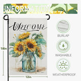 Summer Sunflower Garden Flag 12x18 Inch Double Sided Welcome Flower Vase Vertical Seasonal Yard Flags for Outdoor Yard Lawn Home Decoration
