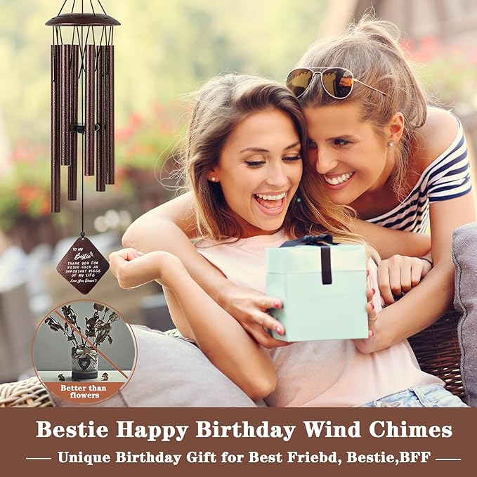Best Friend Birthday Gifts for Women, Unique Birthday Gifts for Best Friends BFF Bestie, 32" Bronze Wind Chimes