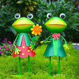 HONGLAND 3D Frog Metal Yard Art - Garden Decor for Outside - Handcrafted Frog Figurine for Lawn Patio Pathway Yard Holiday Garden Stake