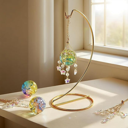 H&D HYALINE & DORA 3 Pcs Crystal Suncatchers with 40mm Ice Cracked Ball Window Hanging Decor for Healing Yoga Meditation