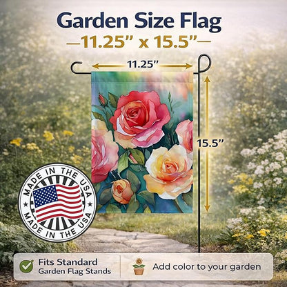 Caroline's Treasures Oklahoma Roses in Watercolor Garden Flag Mailbox Flag Decorative Yard Flag Banner Outside Patio Artwork Yard Flower Beds, Garden Size, Multicolor
