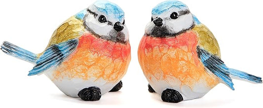 Smadeer Bird Statue for Garden Decoration,A Set of 2 Pieces Garden Sculptures & Statues,Animal Bird Figurine for Outdoor Yard Porch Lawn Patio Shelf Bookshelf Decor,Small Bird Ornament