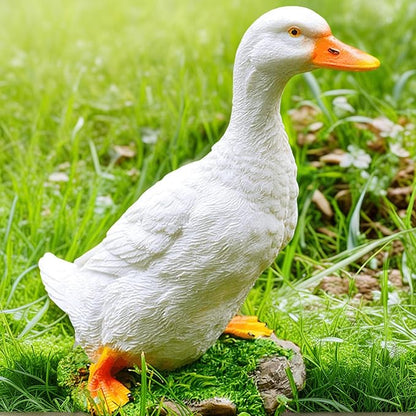 Teaeeno Farm Duck Statues Real Duck Fence Decoration Funny Resin Duck Decor Outdoor Real Animal Statue Duck Sculpture Perfect for Home Garden Stairs Farm Patio Backyard