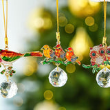 H&D HYALINE & DORA 6 Pcs Birds on Branches with Ball Prism Suncatchers Birds Hanging Ornament Indoor Decorations for Holiday Present Ideas