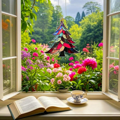 Christmas Tree Ornaments Colorful Window Hanging Decorations Home Wall Decor for Indoor Outdoor