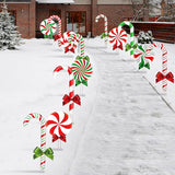 Glenmal 12 Pcs Christmas Yard Decor Outdoor Peppermint and Candy Cane Yard Decorations with Stakes Waterproof Xmas Garden Lawn Pathway Decorations Christmas Decor Outside(Red White, Red Green)