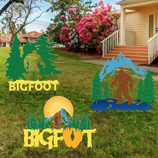 Zonon 3 Pack Metal Christmas Bigfoot Yard Signs Decor, Bigfoot Garden Stake, Big Foot Lovers Gifts for Women Men Outdoor Patio Lawn Pathway Decor