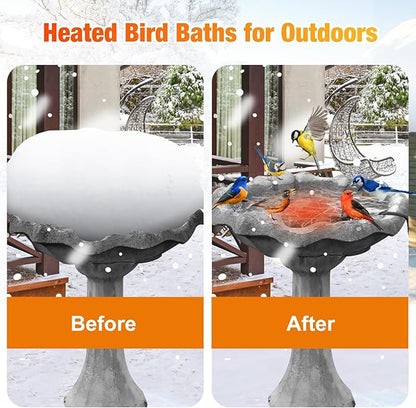 Bird Bath Heaters for Outdoors in Winter, 60W Chicken Water Heater Small Pond Heater De-Icer with Thermostatically Controlled, Pond Warmer for Fish Ponds, Suitable for Birds Chicken Duck Drinking