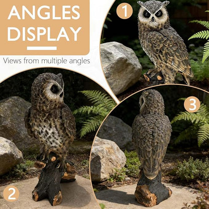 18.98" H x 11.10" L Large Owl Statue for Garden, Outdoor Sculpture, Animal Decor for Yard Porch Entryway Patio Living Room (Large, Owl)