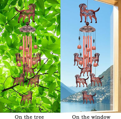 Outdoor Dog Wind Chimes, Gifts for Mom & Grandma & Woman & Family & Neighbor, Dogs Decoration for Home,Garden,Balconies,Room,Patio,Indoor, Mobile Wind Catcher, Memorial Windchime, Blessing Wind Bells