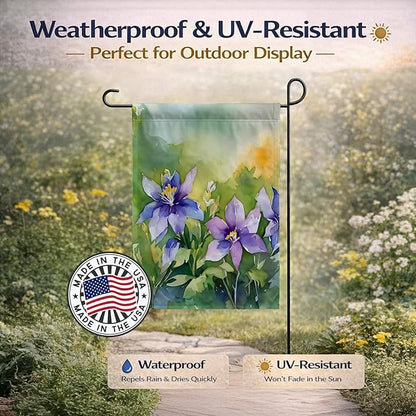 Caroline's Treasures Colorado Rocky Mountain Columbine in Watercolor Garden Flag Mailbox Flag Decorative Yard Flag Banner Outside Patio Artwork Yard Flower Beds, Garden Size, Multicolor