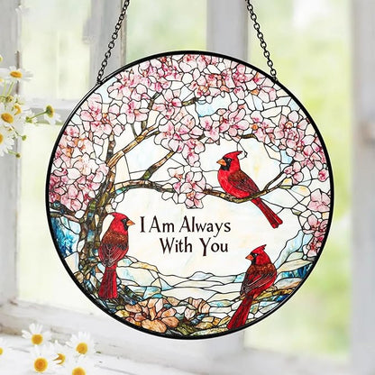 Cardinal Suncatcher Stained Glass Window Hanging Decor - Red Cardinals Memorial Gifts for Loss of Loved One, Cardinal Remembrance Gifts for Women Grandma Mom, Mothers Day Birthday