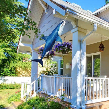 Flutesan Dark Blue 49 Inch Shark Wind Sock Heavy Duty Fish Windsock Outdoor Decor Fish Flag Hanging Decor for Outside Garden Boat Gone Fishing Party Beach Party Decoration