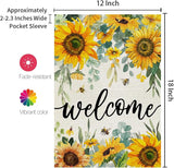 CROWNED BEAUTY Summer Garden Flag Sunflowers 12x18 Inch Double Sided Small Yellow Floral Seasonal Holiday Decoration for Outside Yard