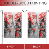 Eiffel Tower Garden Flags,Autumn Garden Flag for Outside/Outdoor Double Sided Hanging Decorations 12x18 Inch