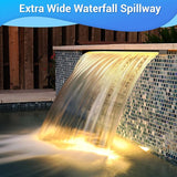 NFESOLAR Pond Waterfall Spillway Kit, Includes 23.6" W Stainless Pond Waterfall Box, 1200 GPH Water Pump, 10FT Corrugated Tubing for Outdoor Ponds Pool Streams up to 3000 Gallons N4611